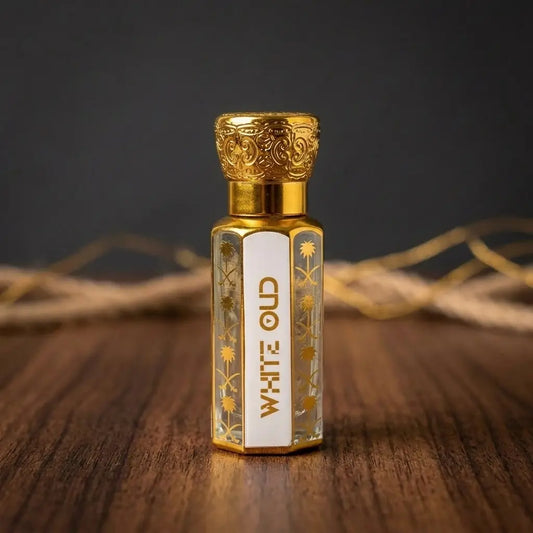 White Oud Attar 12ml pure Arabian oud fragrance for men with long lasting scent by Oud Al Aziz