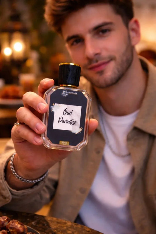 Oud Paradise EDP 50ml — royal Arabic oud and saffron eau de parfum for men by Oud Al Aziz Pakistan