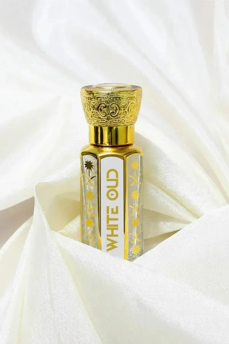 White Oud Attar 12ml bottle — pure Arabic oud fragrance for men by Oud Al Aziz Pakistan
