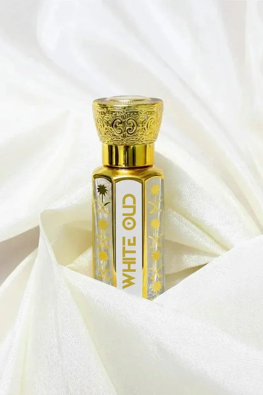 White Oud Attar 12ml bottle — pure Arabic oud fragrance for men by Oud Al Aziz Pakistan