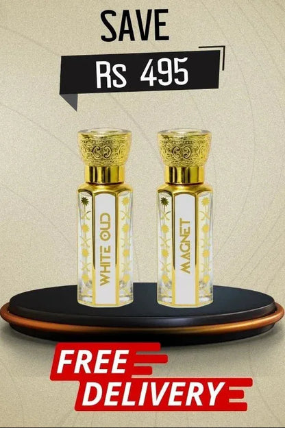 White Oud and Magnet Attar Duo — signature gift set for men by Oud Al Aziz Pakistan
